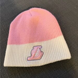 Pink and Cream NBA Lakers beanie